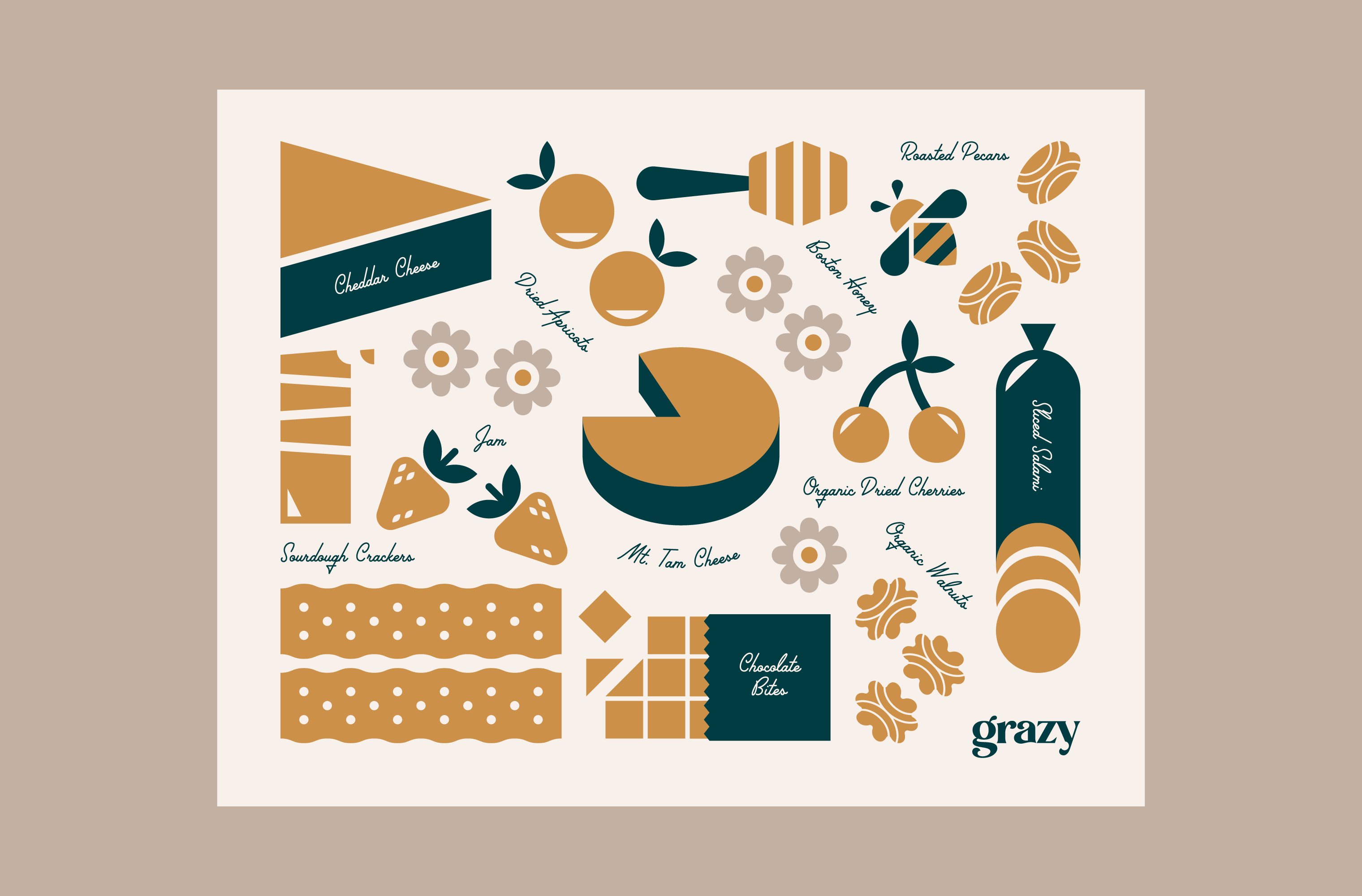 Ingredients illustration included in a special edition Grazy box for Google