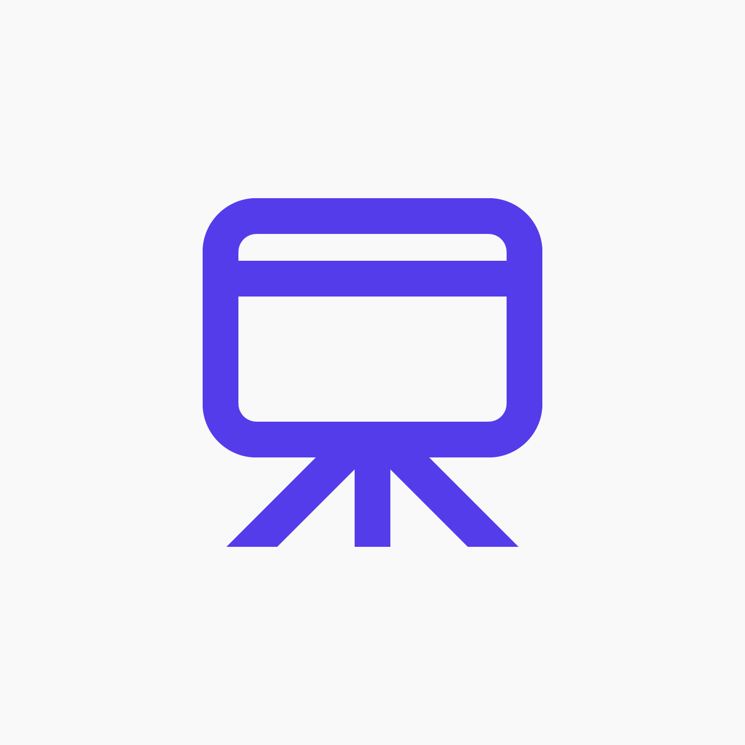 Purple presentation icon for Lightning Talks on a white background