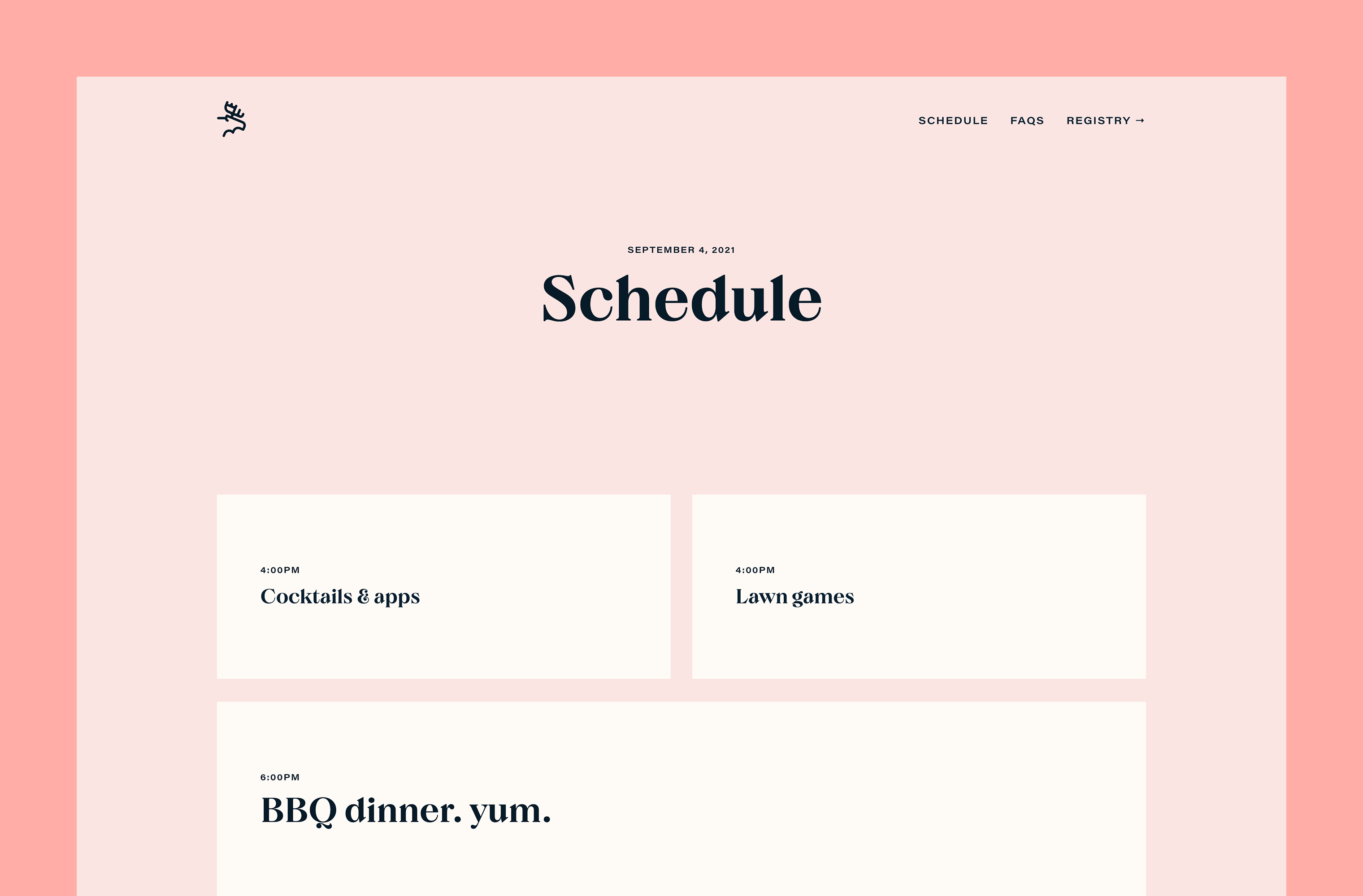 Desktop 'Schedule' page for the Ten Years website