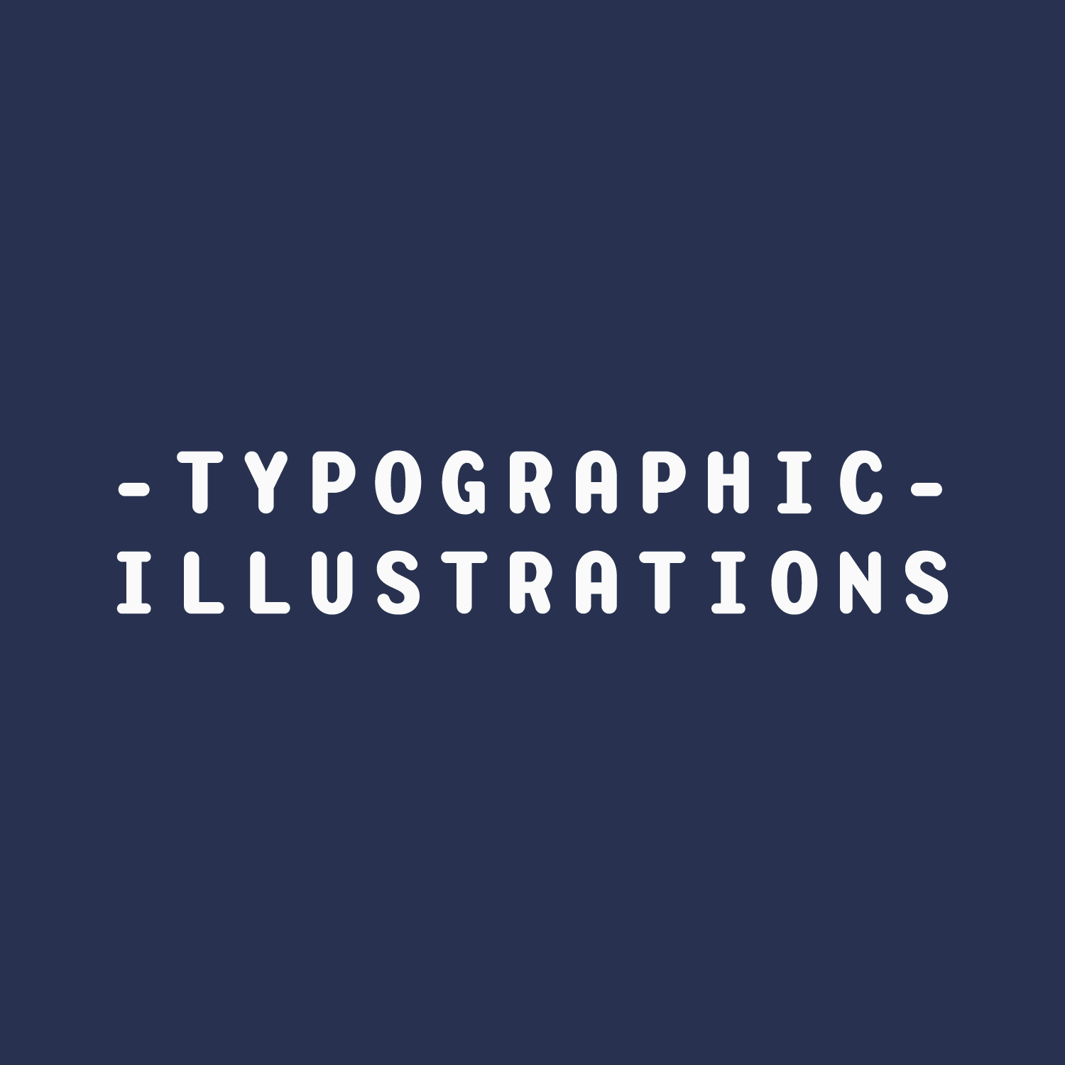 White Word Animals 'Typographic Illustrations' text on a blue background