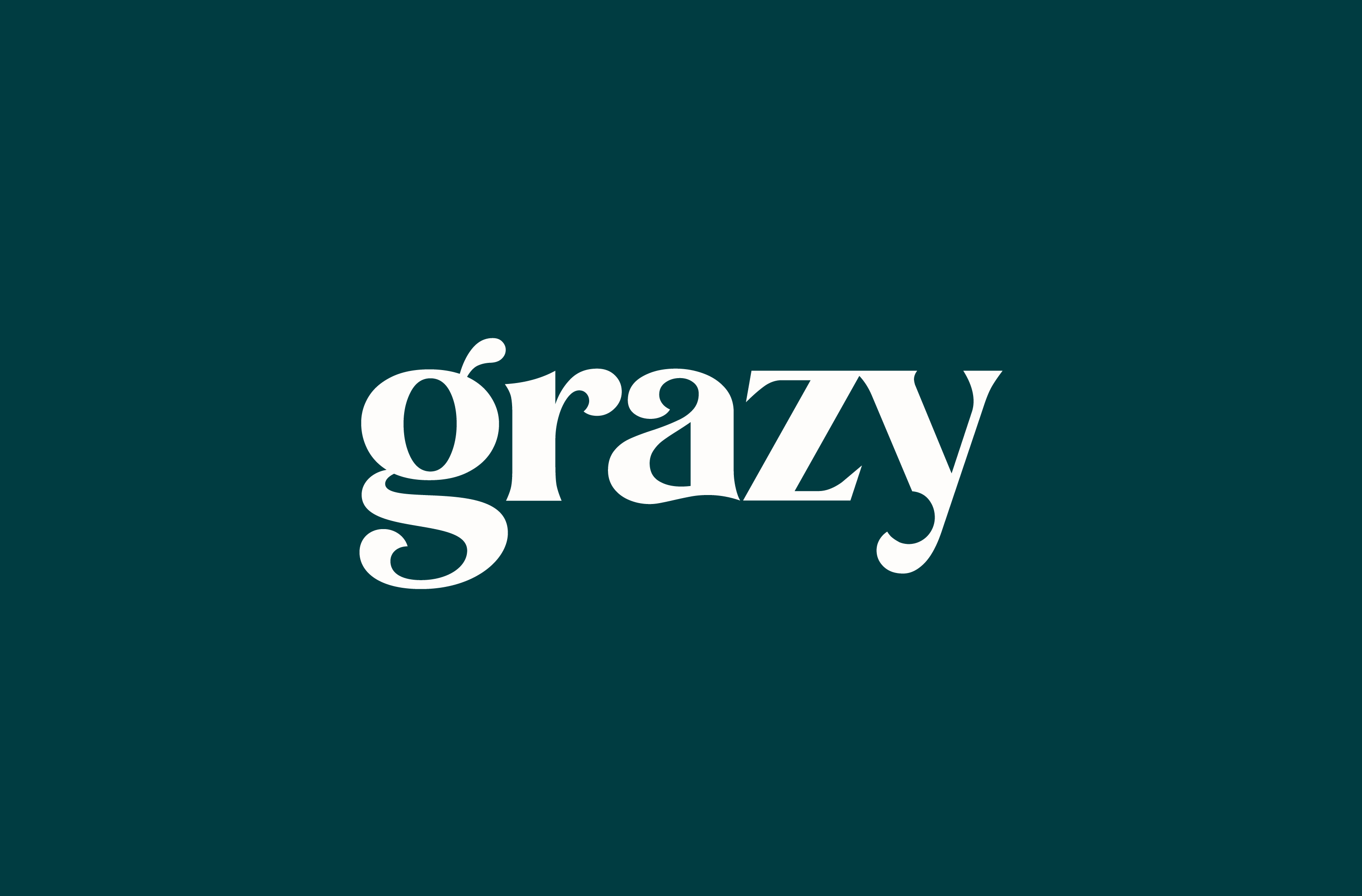 White Grazy wordmark on a teal background