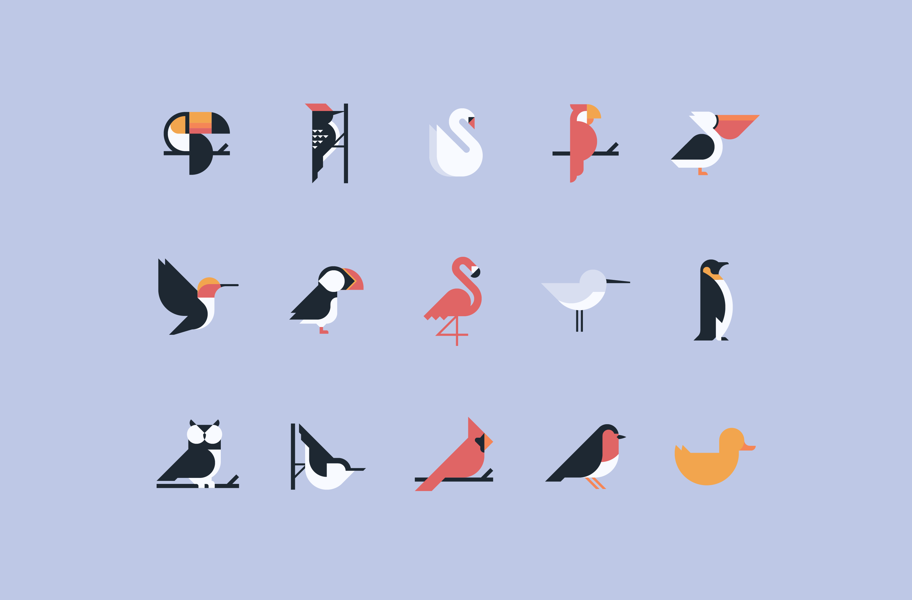 Complete set of Flock Together bird illustrations