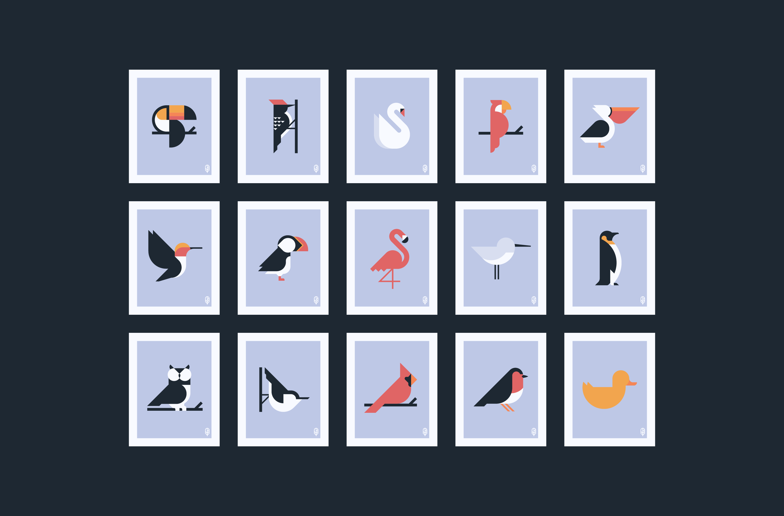 Complete set of Flock Together bird prints
