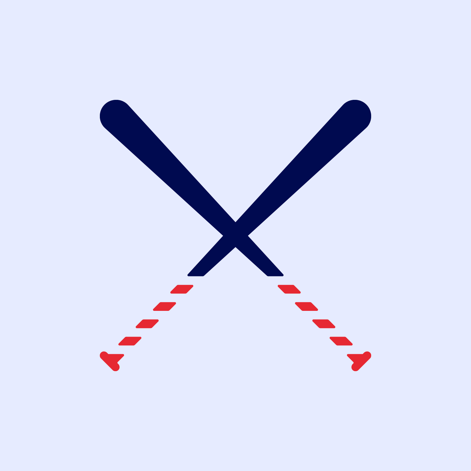 Navy and red All Americans crossed-bats symbol