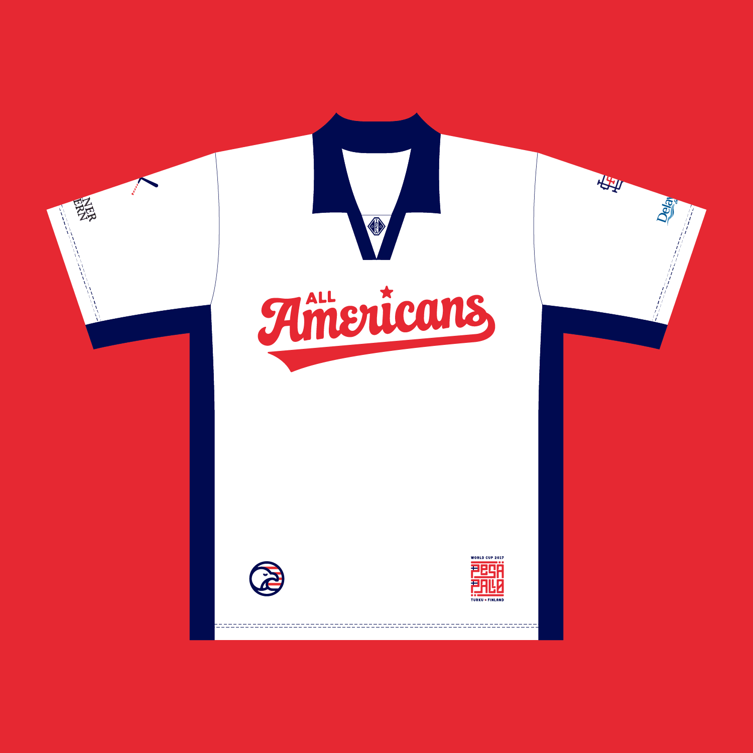 Front of the All Americans jersey with custom wordmark