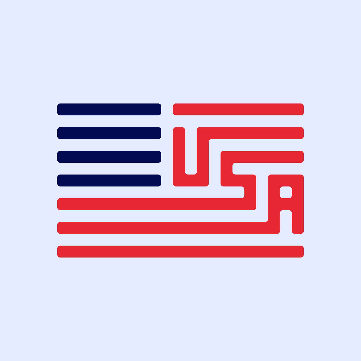 Navy and red USA flag monogram