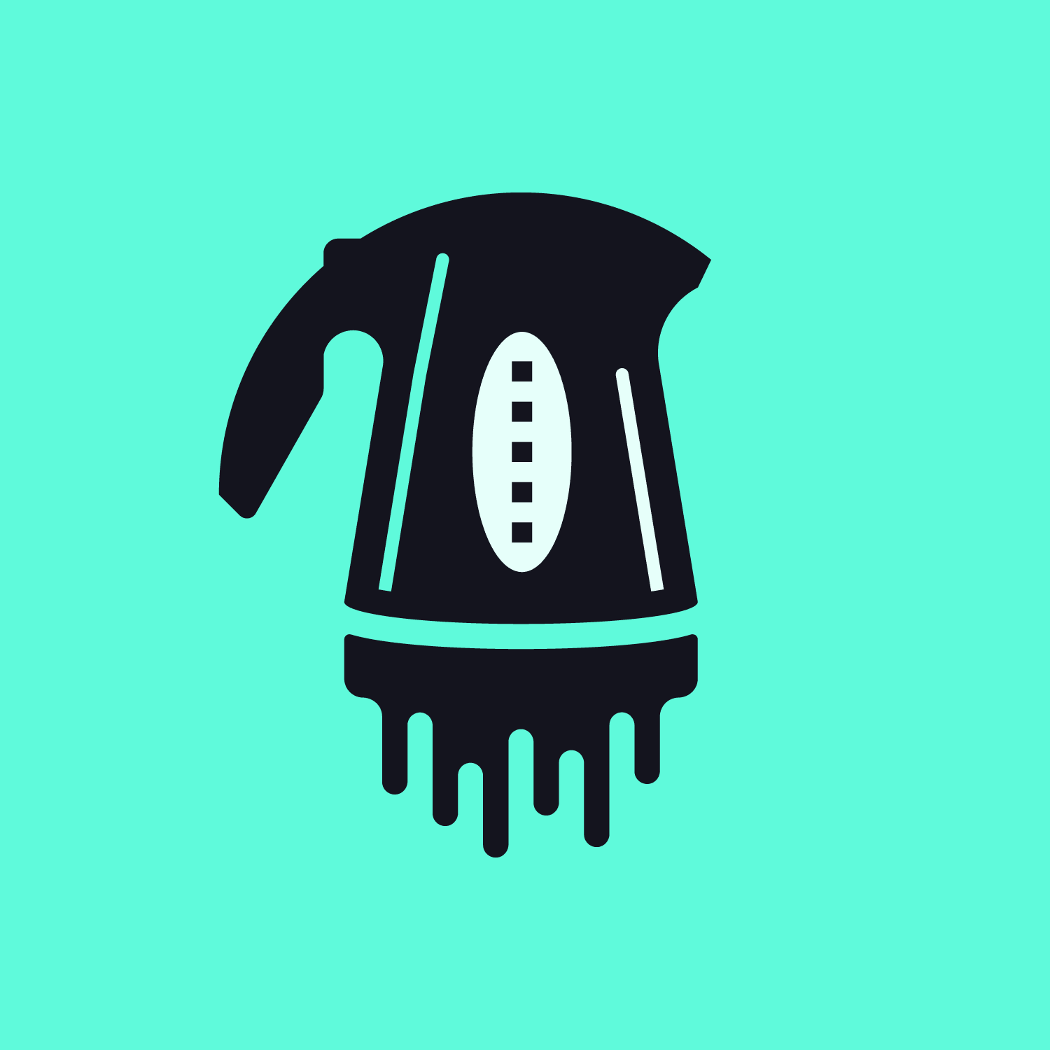 Charcoal Condiments Club dripping-kettle emblem on a mint green background