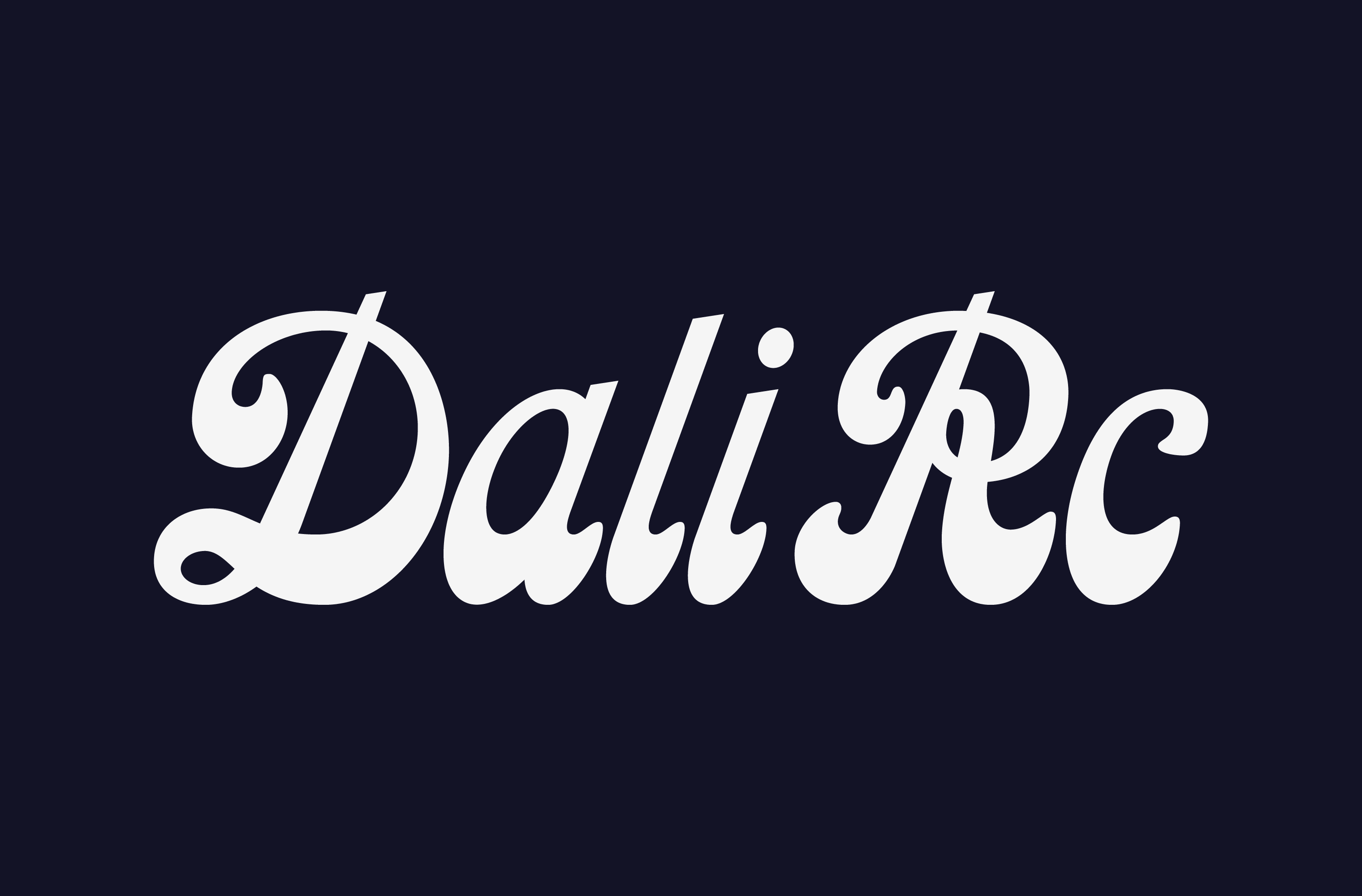 White DALI RC script wordmark on a black background