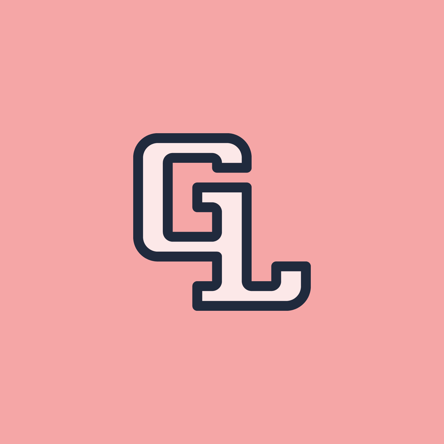 Navy Gilly's Lilies GL monogram on a coral background