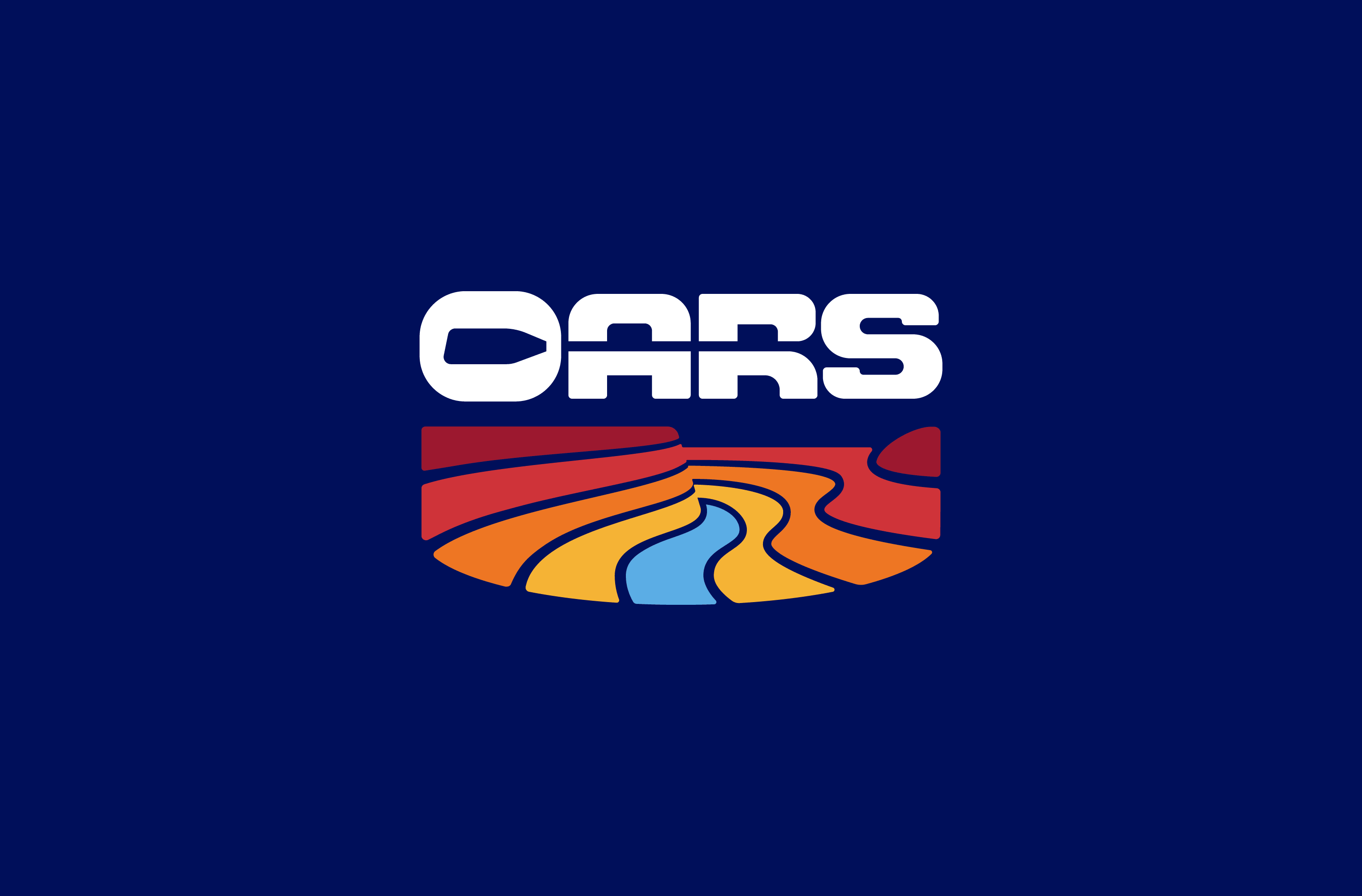 White OARS logo badge on a blue background