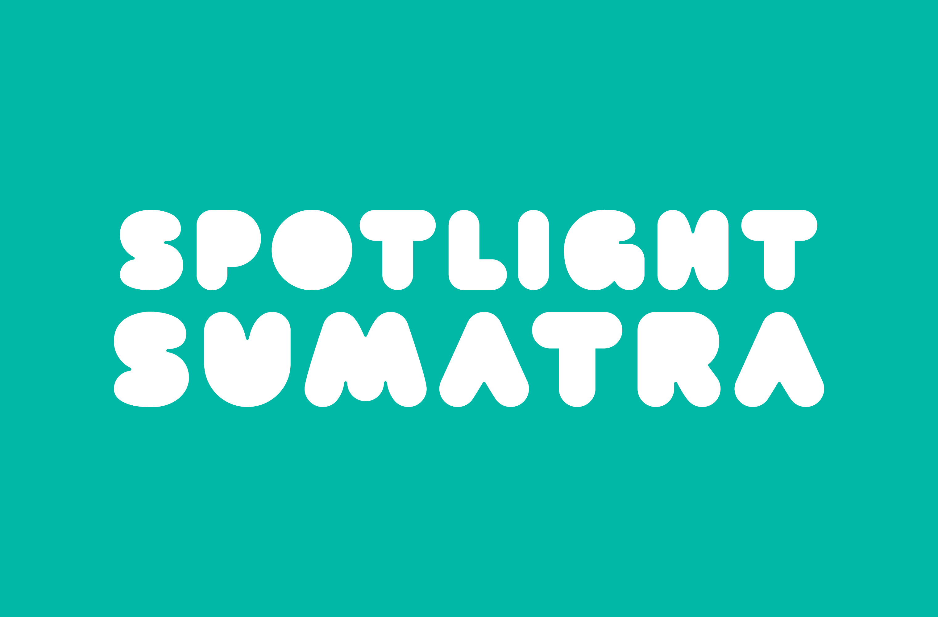 White Spotlight Sumatra wordmark on a turquoise background