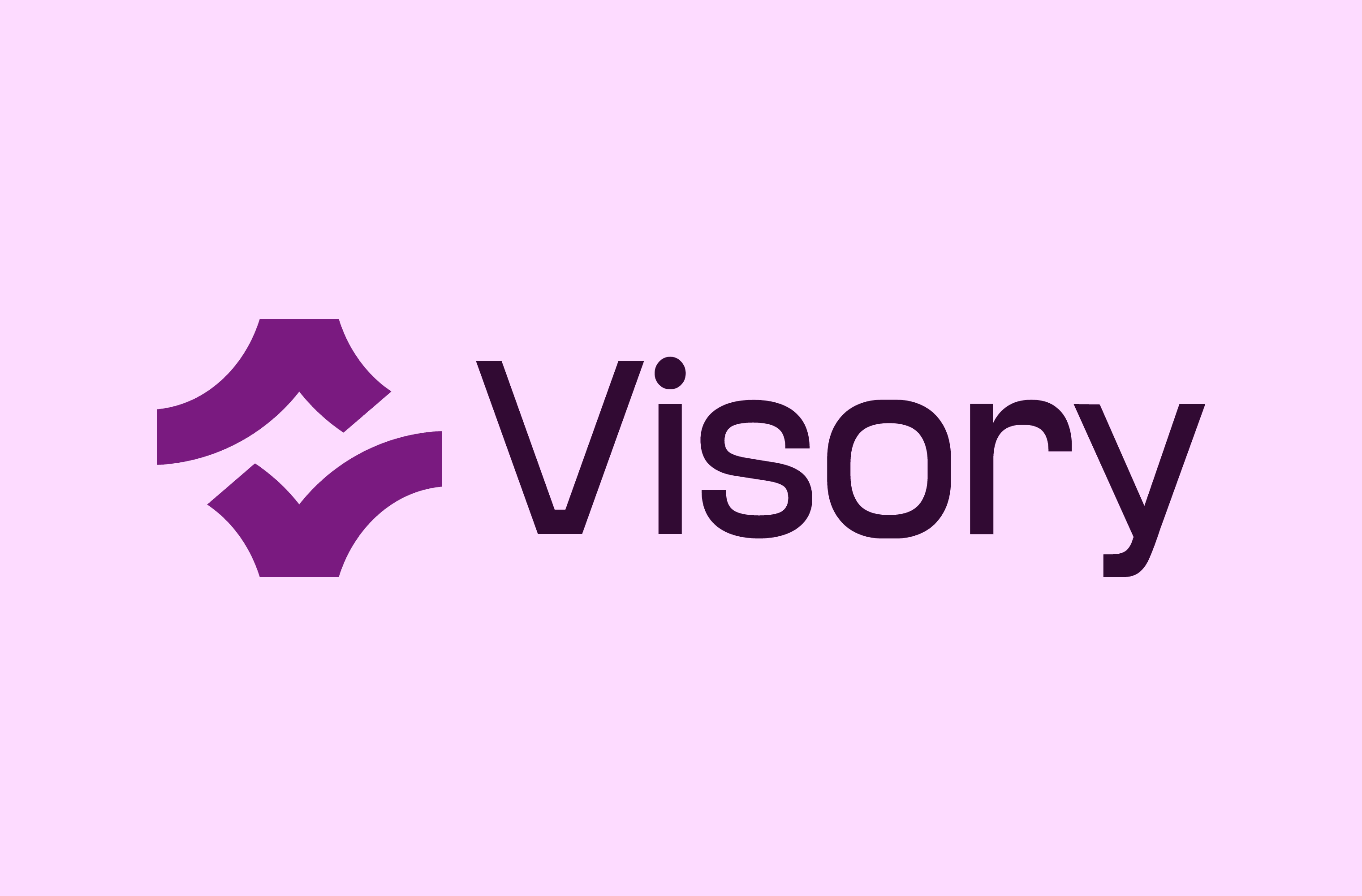 Purple Visory logo with a checkmark symbol on a light pink background